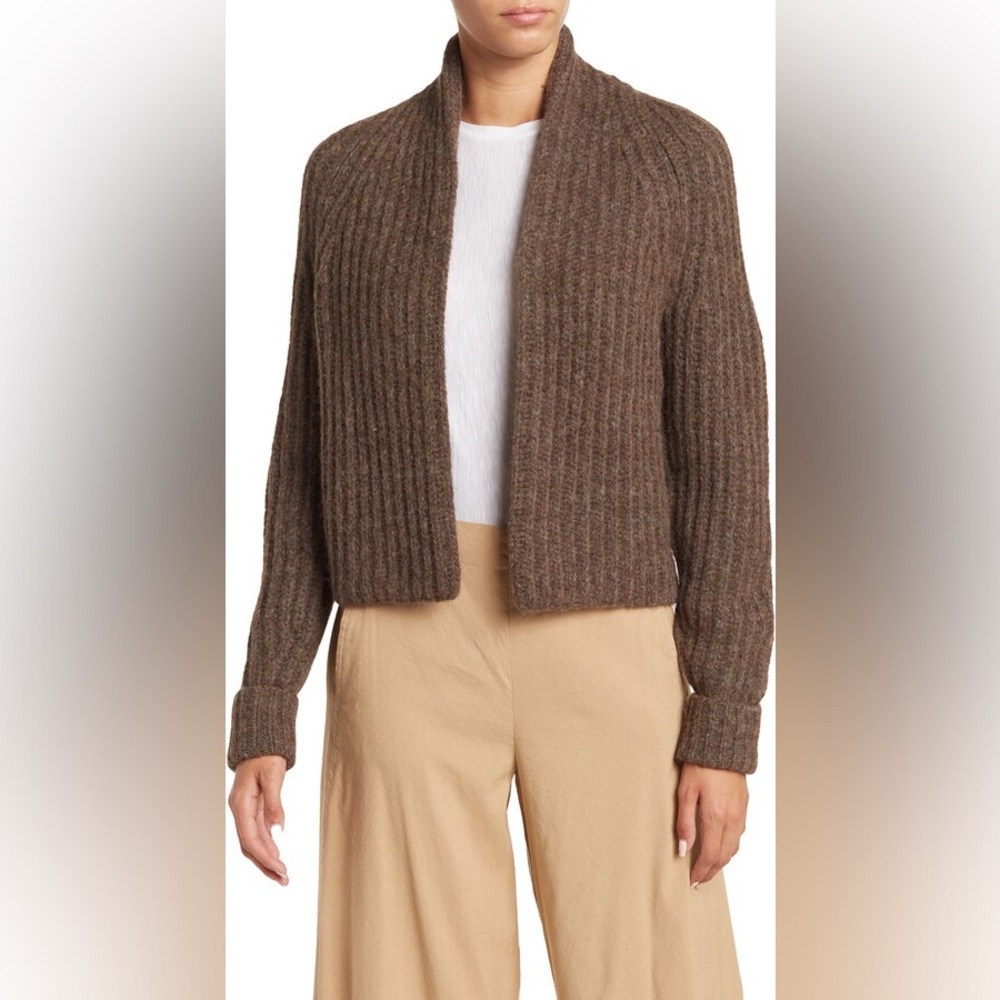 Wilfred Brown Ribbed Knit Cardigan